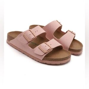 Birkenstock Arizona Vegan Sandals in Soft Pink Adjustable Strap Comfy SZ 36/230